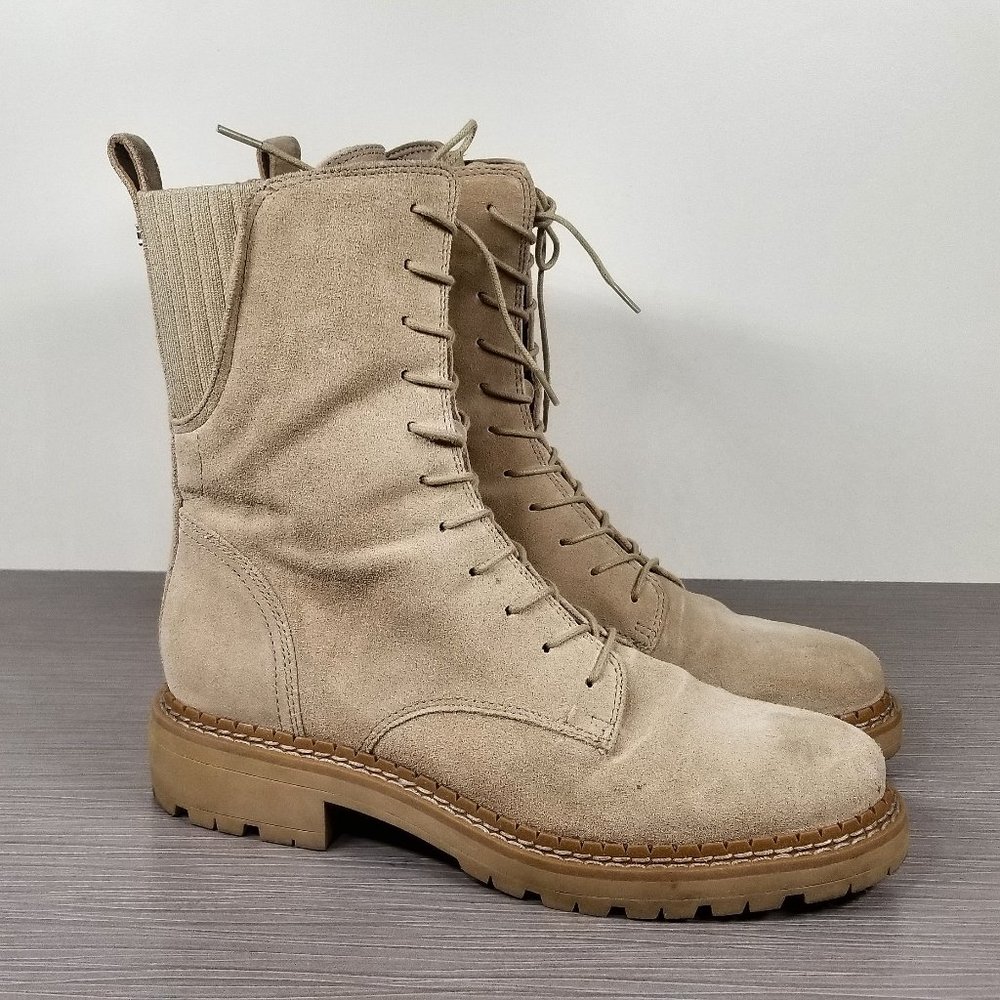 Sam Edelman Lex Side Zip Boot, Sesame (Tan) Suede, Womens Size 7.5 M / 37.5